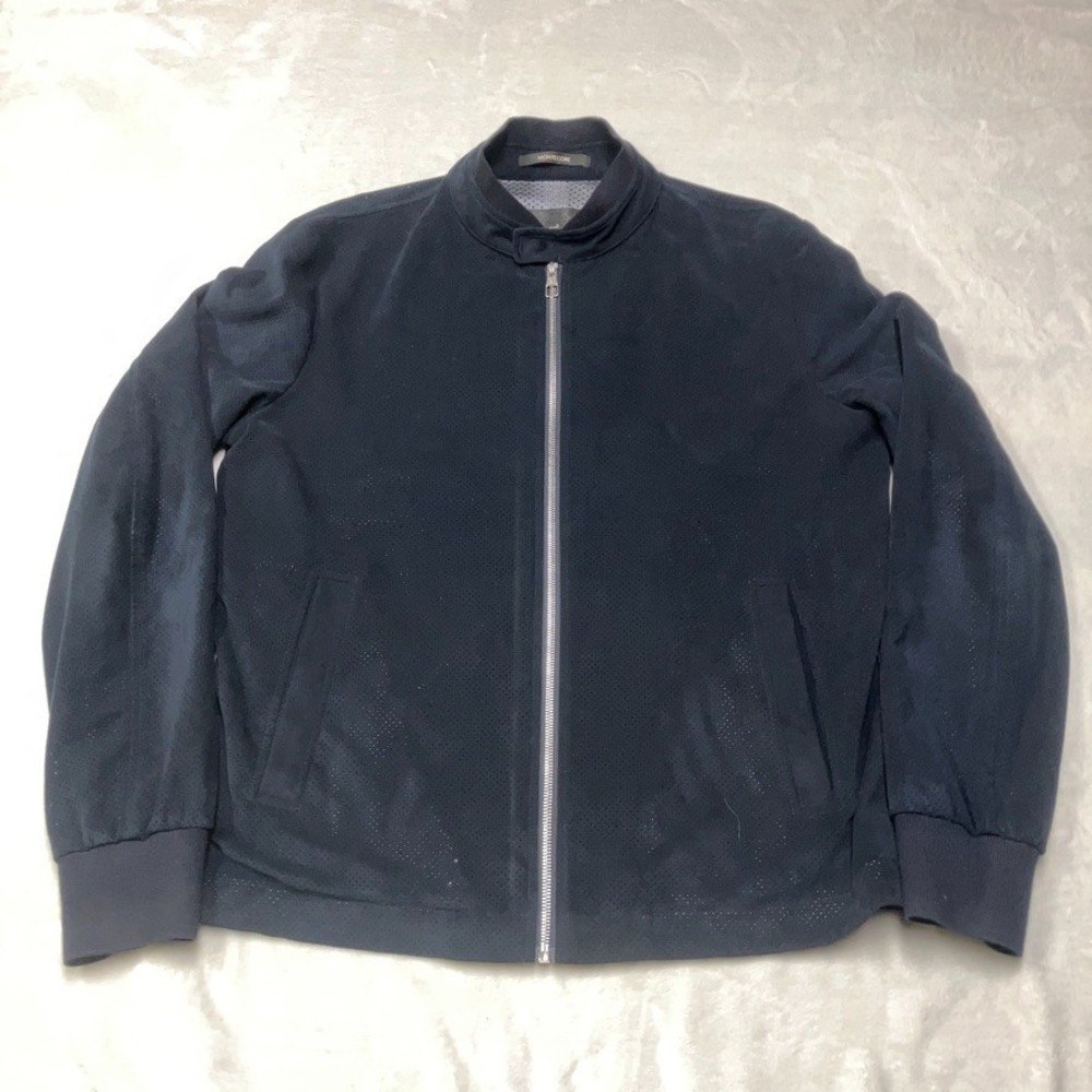 Montecore Bomber Jacket Men's 52 S/M Navy Blue Mesh Lined Soft Made in Italy
